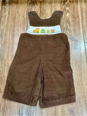 Ana Vini Hand Smocked Kids Train Overalls Size 2